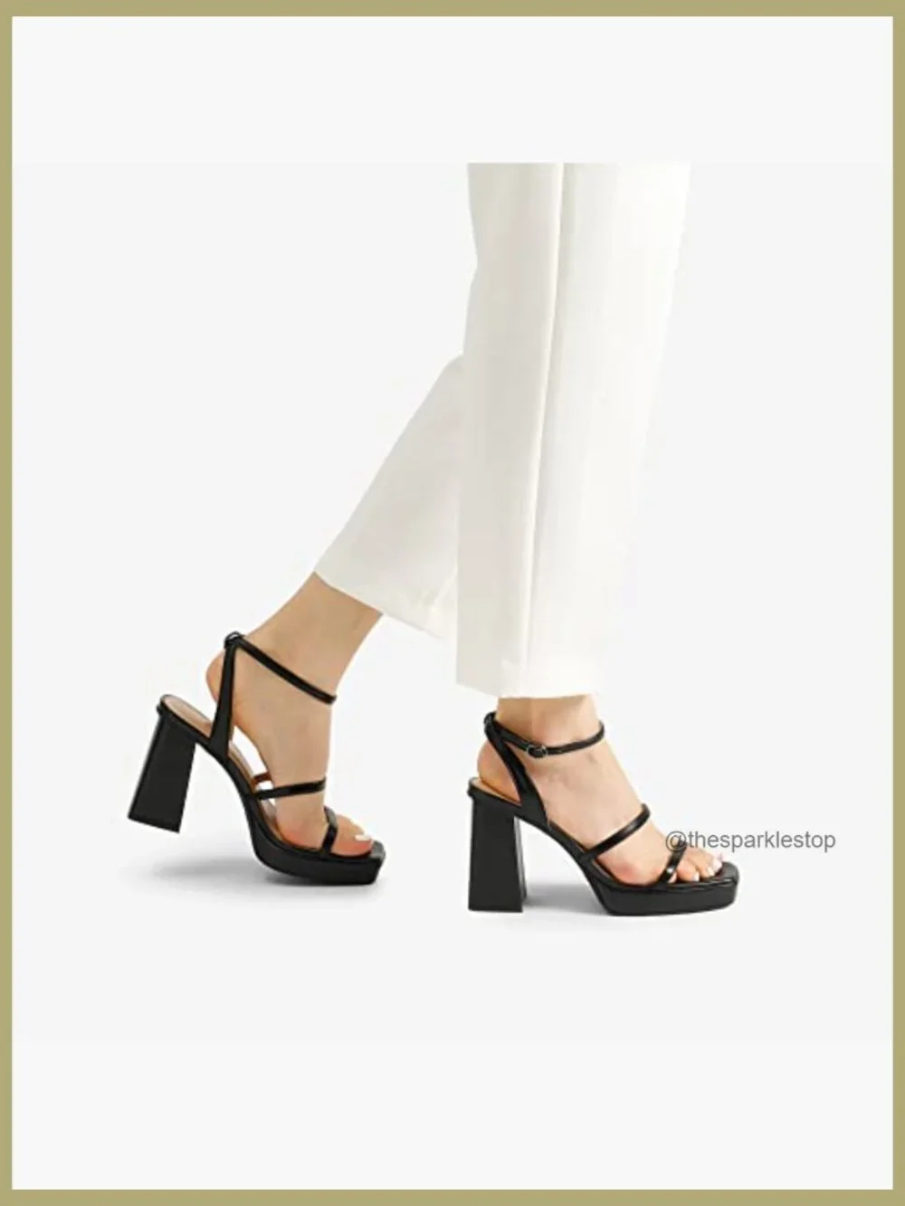 Platform Strappy Heels Open Toe Ankle Strap Square Party Sandals